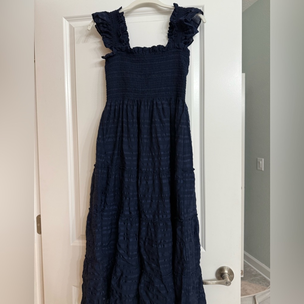Hill house Ellie nap dress navy sheer plaid
